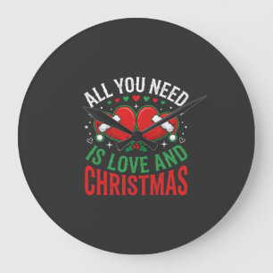 Reloj Redondo Grande Tipografía de Gorro de Santa Amor de Navidad