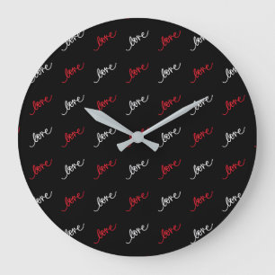 Reloj Redondo Grande Tipografía de guión de amor elegante de San Valent