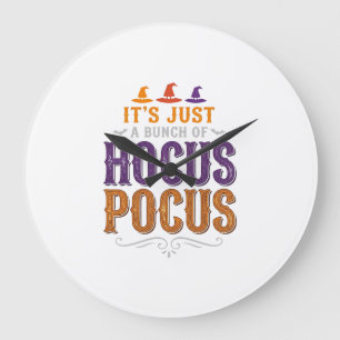 Reloj Redondo Grande Tipografía de Halloween Vintage Hocus Pocus Diseño