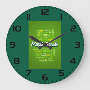 Reloj Redondo Grande Tipografía de Nube de Palabras de Vacaciones de Ma