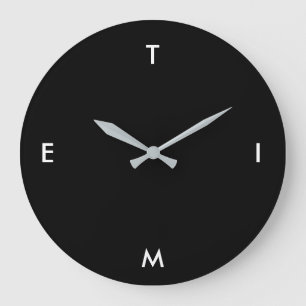 Reloj Redondo Grande Tipografía en blanco y negro Es gracioso el minim