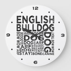 Reloj Redondo Grande Tipografía inglesa del bulldog