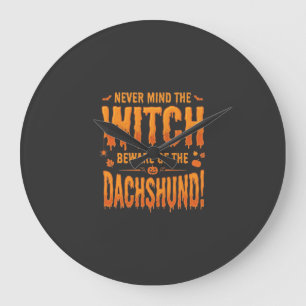 Reloj Redondo Grande Tipografía vectorial de advertencia de bruja de Ha