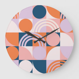 Reloj Redondo Grande Tiras de Círculos de Mediano Siglo: Patrón Geométr