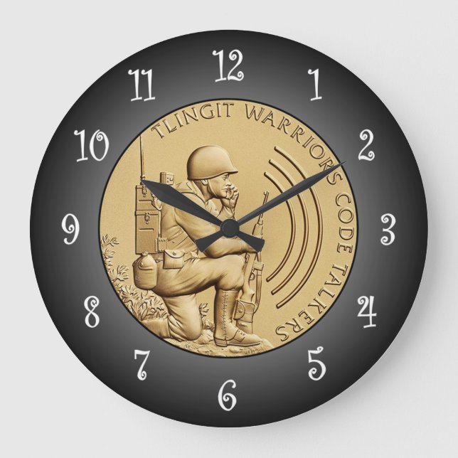 Reloj Redondo Grande Tlingit Warriors Código de hablantes de medalla de (Anverso)