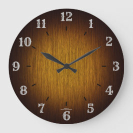 Reloj Redondo Grande Tobacco Sunburst Grainy Wood Look Clock