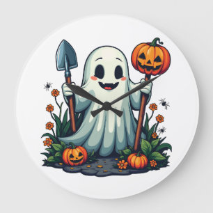 Reloj Redondo Grande Tocante Halloween Otoño Gardening Ghost Pumpkin