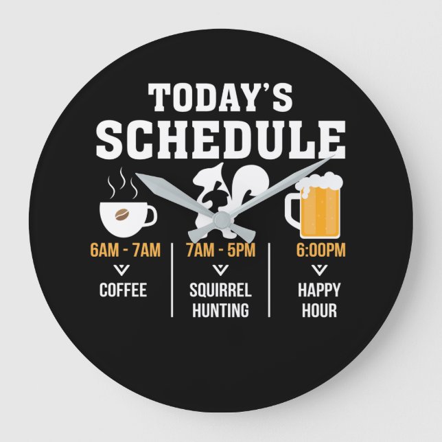 Reloj Redondo Grande Todays Schedule Coffee Squirrel Hunting Hour (Anverso)