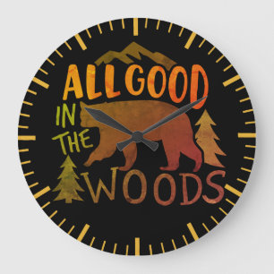 Reloj Redondo Grande Todo Bien En El Bosque Oso Negro De Hiking