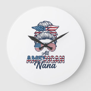 Reloj Redondo Grande Todo diseño vectorial de Nana Patriótica Americana