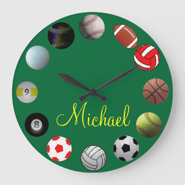 Reloj Redondo Grande Todos los fanáticos deportivos (Anverso)