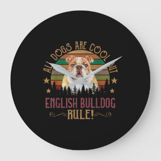 Reloj Redondo Grande Todos los perros son Guay pero los Bulldoges ingle