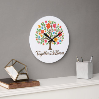 Reloj Redondo Grande Together We Bloom Floral Wall Clock