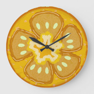 Reloj Redondo Grande Tomate Amarillo Vibrante en Rodajas Fruta Pintada