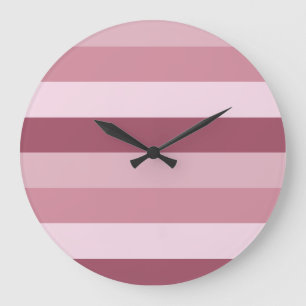 Reloj Redondo Grande Tonos de color rosa Diseño de rayas 
