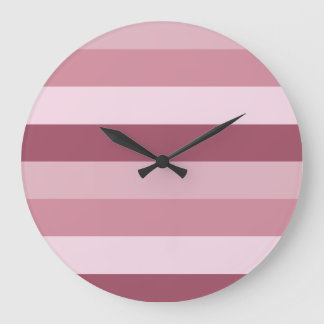 Reloj Redondo Grande Tonos de color rosa Diseño de rayas 