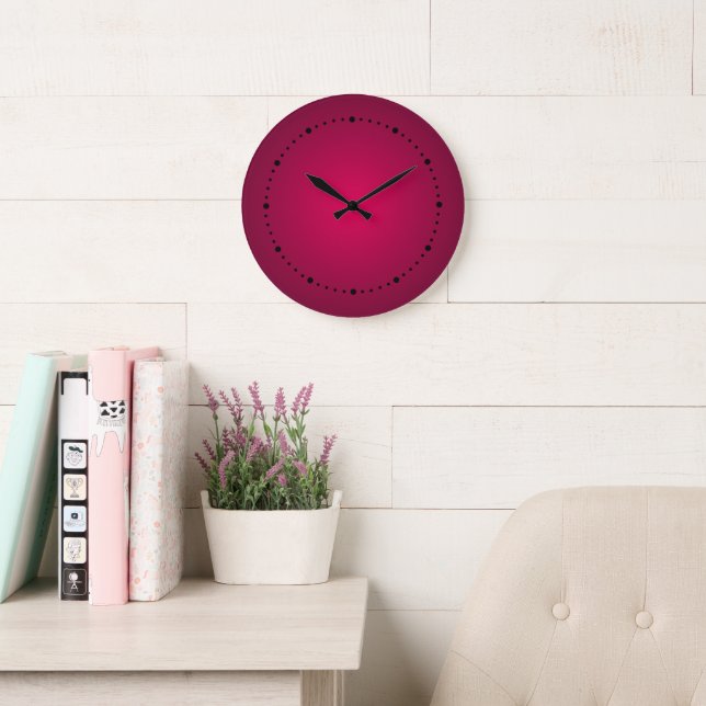Reloj Redondo Grande Tonos de gradiente de vino de Borgoña rico (Sala de lectura)