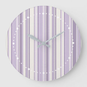 Reloj Redondo Grande Tonos de lavanda Suaves rayas de marfil