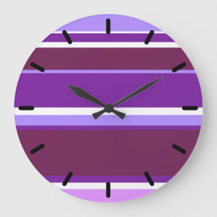 Reloj Redondo Grande Tonos de rayas violetas