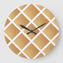 Reloj Redondo Grande Tonos Marrones Tejidos