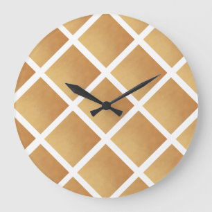 Reloj Redondo Grande Tonos Marrones Tejidos