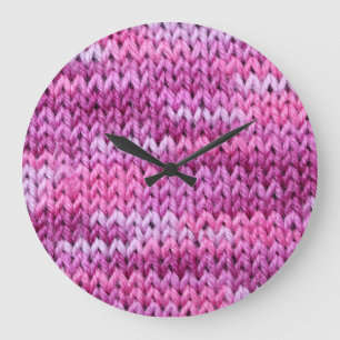 Reloj Redondo Grande Tonos púrpuros Textura de tela de punto