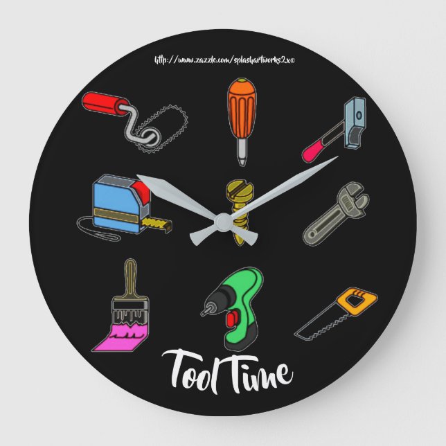 Reloj Redondo Grande "Tool Time" (Anverso)