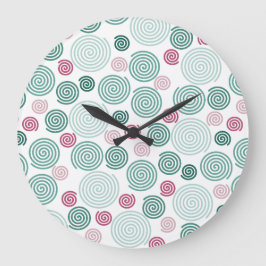 Reloj Redondo Grande Torbellino de hoja perenne (Patrón)