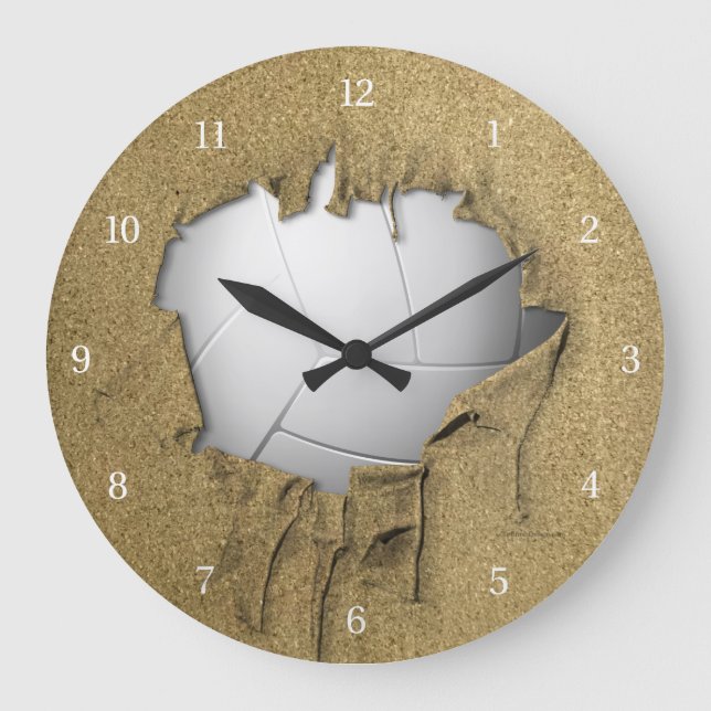 Reloj Redondo Grande Torn Volleyball Wall Clock (Anverso)