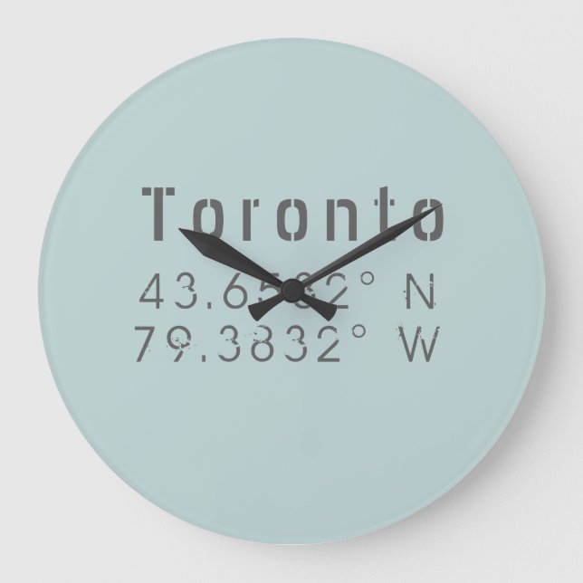 Reloj Redondo Grande Toronto Latitude Masa de longitud (Anverso)