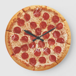 Reloj Redondo Grande Torre de Pizza de Pepperoni_Cove