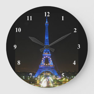 Reloj Redondo Grande Torre Eiffel escénica de noche