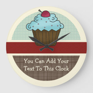 Reloj Redondo Grande Torta de cereza de personalizable v2