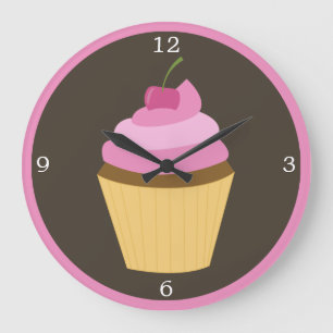 Reloj Redondo Grande Torta de cerezo rosa