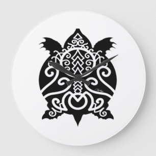 Reloj Redondo Grande Tortuga de paro de silueta negra