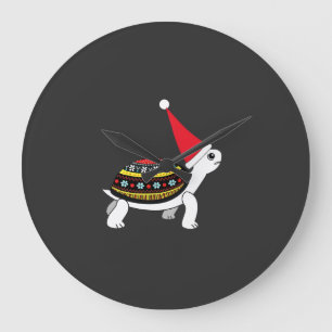 Reloj Redondo Grande Tortuga de sombrero de Santa - Camiseta fea de Nav