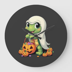 Reloj Redondo Grande Tortuga fantasma de Halloween linda con dulces (4)