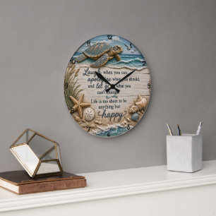 Reloj Redondo Grande Tortuga Marina Sabiduría Costera