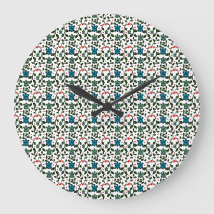 Reloj Redondo Grande Tortuga Marina Tropical Patrón Floral Océano Cos