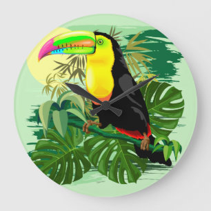 Reloj Redondo Grande Toucan en la selva tropical verde de Amazonia