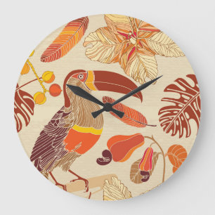Reloj Redondo Grande Toucanos tropicales: diseño exótico sin foco