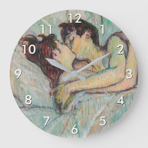 Reloj Redondo Grande Toulouse-Lautrec - En La Cama, El Beso