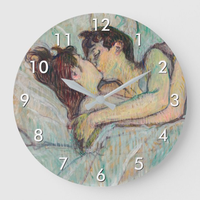 Reloj Redondo Grande Toulouse-Lautrec - En La Cama, El Beso (Anverso)
