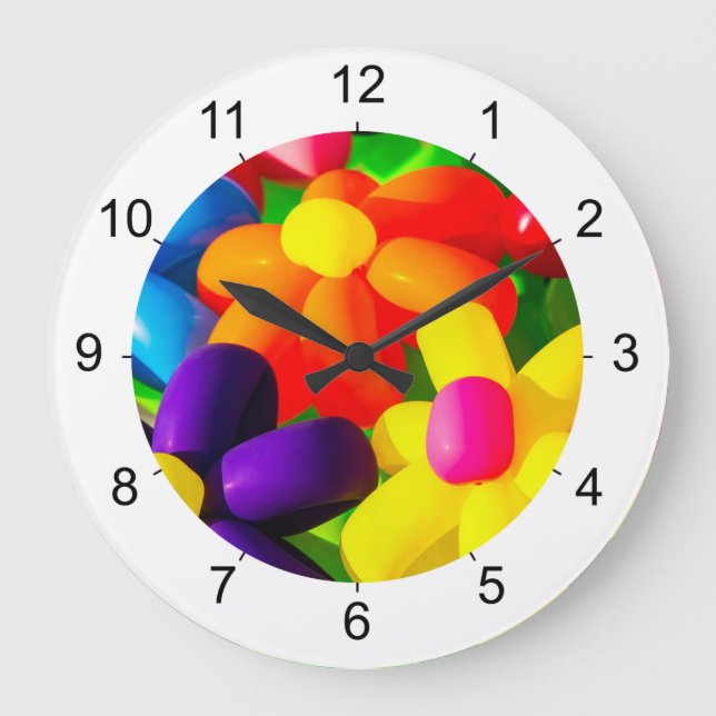 Reloj Redondo Grande Toy Balloon Flowers (Anverso)