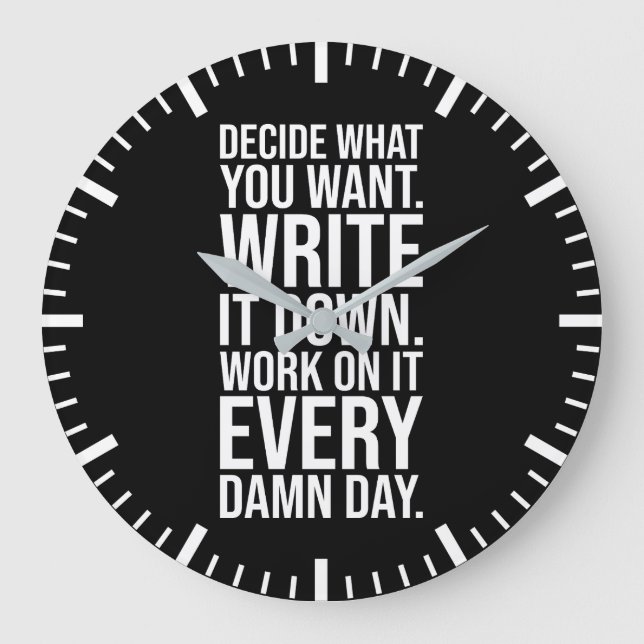 Reloj Redondo Grande Trabajar Todos Los Días - Gimnasio, Hustle, Éxito (Anverso)