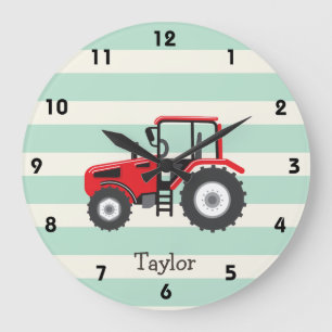 Reloj Redondo Grande Tractor de granja roja