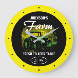 Reloj Redondo Grande Tractor familiar de cultivo Cornfield Fresco Amari