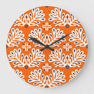 Reloj Redondo Grande Tradición escandinava: Mosaico étnico floral.