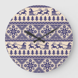 Reloj Redondo Grande Tradición nórdica: diseño de patrones sin foco