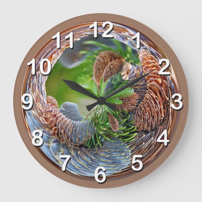 Reloj Redondo Grande Tradiciones de pino cono (Anverso)